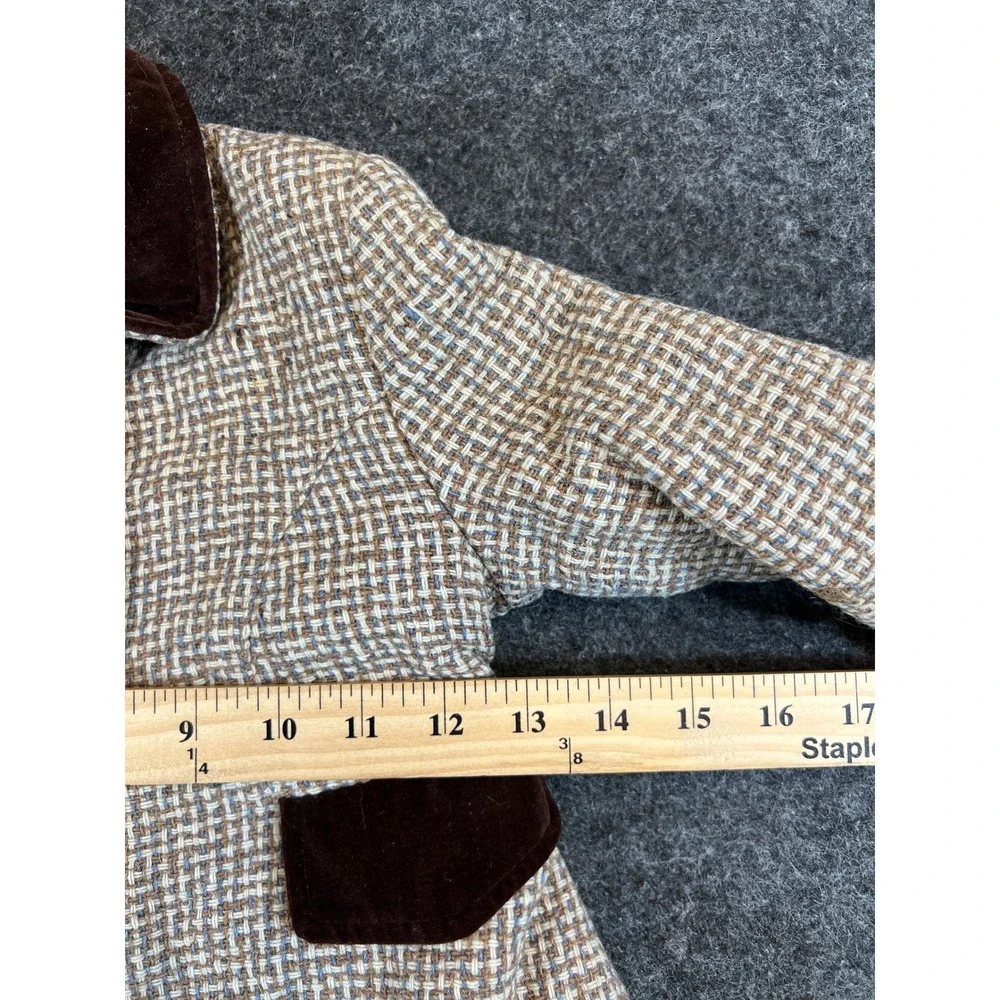 VTG 50s Brown Basketweave Coat and Overalls Set with Velvet Trim Girls Lot of 2